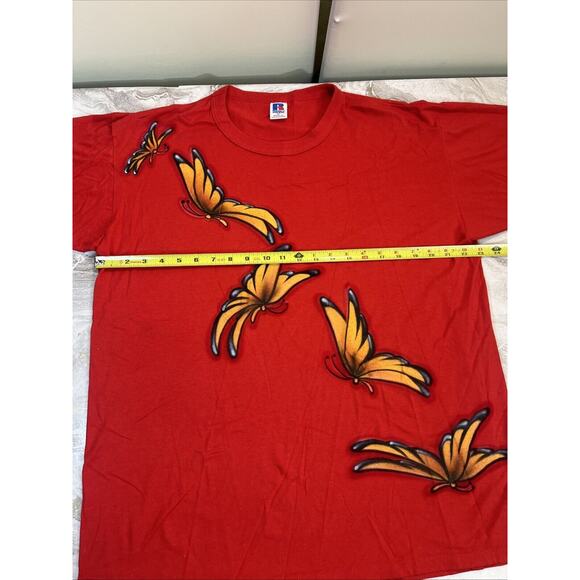 Vintage 90s Butterfly Graphic T Shirt Red Size XL Single Stitch - Picture 5 of 7